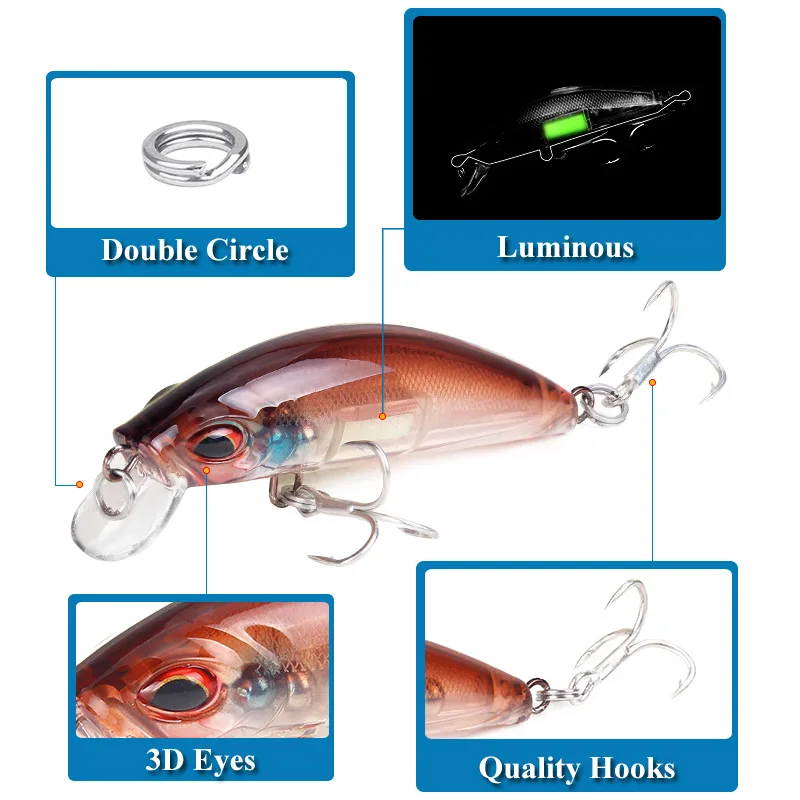 3D Eyes Luminous Minnow Fishin - огляд і ціна Fishing Lure Crankbait